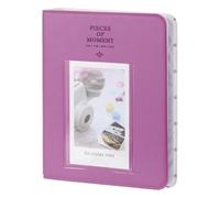sourcing map 64 Pockets Photos Album, Leather Cover 2 x 3 Small Photo Album with Front Window Instant Film Photo Album Book for Instant Camera Film, (Grape Purple)