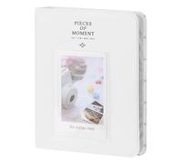 sourcing map 64 Pockets Photos Album, Leather Cover 2 x 3 Small Photo Album with Front Window Instant Film Photo Album Book for Instant Camera Film, (White)