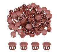 sourcing map 64PCS 13mm(1/2") Red Brown Plastic Hole Plugs, Flush Type Panel Hole Plugs Insert End Caps for Locking Hole Tubes Furniture Cabinet