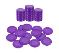 sourcing map 64Pcs Plastic Poker Chips, 0.9 Inch Mini Bingo Chips Learning Counters Counting Counters Disks Markers Opaque Game Tokens for Game Play Math Counting, Purple, Pattern