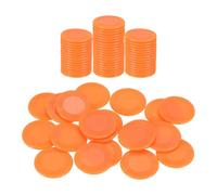 sourcing map 64Pcs Plastic Poker Chips, 0.9 Inch Mini Bingo Chips Learning Counters Counting Counters Disks Markers Opaque Game Tokens for Game Play Math Counting, Orange, Pattern