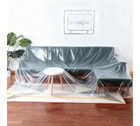 sourcing map 65.6ft x 94.5" Plastic Sofa Couch Cover, Waterproof Furniture Protector Covers with Top Adhesive Strap for Sectional Sofa Bed Moving and Storage, Clear