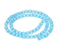 sourcing map 65pcs Blue Cat's Eye Stone Beads 6mm Round Smooth Gemstone Crystal Loose Bead for Jewelry Making Bracelets Necklace Earrings DIY