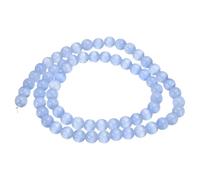 sourcing map 65pcs Light Blue Cat's Eye Stone Beads 6mm Round Smooth Gemstone Crystal Loose Bead for Jewelry Making Bracelets Necklace Earrings DIY