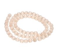 sourcing map 65pcs Light Champagne Cat's Eye Stone Beads 6mm Round Smooth Gemstone Crystal Loose Bead for Jewelry Making Bracelets Necklace Earrings DIY