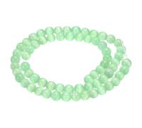 sourcing map 65pcs Light Green Cat's Eye Stone Beads 6mm Round Smooth Gemstone Crystal Loose Bead for Jewelry Making Bracelets Necklace Earrings DIY