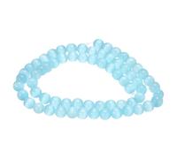 sourcing map 65pcs Pale Blue Cat's Eye Stone Beads 6mm Round Smooth Gemstone Crystal Loose Bead for Jewelry Making Bracelets Necklace Earrings DIY