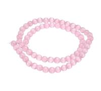 sourcing map 65pcs Pink Cat's Eye Stone Beads 6mm Round Smooth Gemstone Crystal Loose Bead for Jewelry Making Bracelets Necklace Earrings DIY