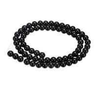 sourcing map 65pcs Solid Black Cat's Eye Stone Beads 6mm Round Smooth Gemstone Crystal Loose Bead for Jewelry Making Bracelets Necklace Earrings DIY
