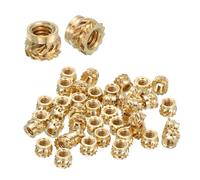 sourcing map 68 Pcs Threaded Inserts, M1.4 x 2.5mm L x 2.3mm OD Pure Brass Metric Knurled Nuts Female Threaded Heat Set Inserts Embedment Nut for 3D Printing Components and Plastic Materials