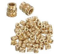 sourcing map 68 Pcs Threaded Inserts, M2 x 4mm L x 4mm OD Pure Brass Metric Knurled Nuts Female Threaded Heat Set Inserts Embedment Nut for 3D Printing Components and Plastic Materials