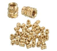 sourcing map 68 Pcs Threaded Inserts, M3 x 6mm L x 5mm OD Pure Brass Metric Knurled Nuts Female Threaded Heat Set Inserts Embedment Nut for 3D Printing Components and Plastic Materials