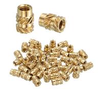 sourcing map 68 Pcs Threaded Inserts, M3 x 7mm L x 5mm OD Pure Brass Metric Knurled Nuts Female Threaded Heat Set Inserts Embedment Nut for 3D Printing Components and Plastic Materials