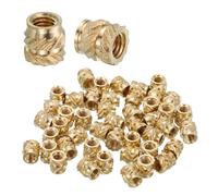 sourcing map 68 Pcs Threaded Inserts, M4 x 5mm L x 6mm OD Pure Brass Metric Knurled Nuts Female Threaded Heat Set Inserts Embedment Nut for 3D Printing Components and Plastic Materials