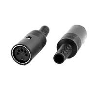 sourcing map 6cm Length Black Plastic DIN 5 Pin In-Line Female Socket 2 Pcs