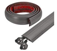 sourcing map 6ft Cord Cover Floor W0.5" x H0.3" Inner Channel PVC Hide Extension Cable Floor Wire Hider Wire Covers Protector for Prevent Cable Trips Cables Management, Dark Grey