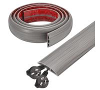sourcing map 6ft Cord Cover Floor W0.5" x H0.3" Inner Channel PVC Hide Extension Cable Floor Wire Hider Wire Covers Protector for Prevent Cable Trips Cables Management, Wood Grey