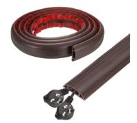 sourcing map 6ft Cord Cover Floor W0.6" x H0.33" Inner Channel PVC Hide Extension Cable Floor Wire Hider Wire Covers Protector for Prevent Cable Trips Cables Management, Wood Black