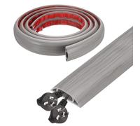 sourcing map 6ft Cord Cover Floor W0.6" x H0.33" Inner Channel PVC Hide Extension Cable Floor Wire Hider Wire Covers Protector for Prevent Cable Trips Cables Management, Wood Grey