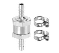 sourcing map 6mm (1/4") Fuel Check Valve, Non-Return One Way Check Valve with Clamps, Aluminum Alloy Control Accessories for Petrol, Diesel, Gas, Oil, Air, Water, Silver