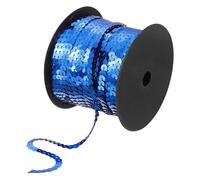 sourcing map 6mm 98Yds Flat Sequins Strip, Spangle Paillette String Spool Roll Sewing String Ribbon for Fringe Sewing DIY Projects, Blue