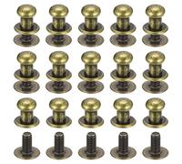 sourcing map 6mm Ball Head Stud Rivets Screw Back, 15Pack Round Head Button Nipple Rivet for DIY Leather Craft Handbag Belt, Bronze Tone