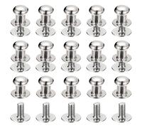 sourcing map 6mm Ball Head Stud Rivets Screw Back, 15Pack Round Head Button Nipple Rivet for DIY Leather Craft Handbag Belt, Silver Tone