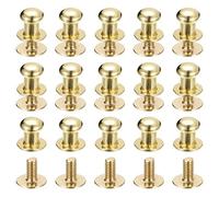 sourcing map 6mm Ball Head Stud Rivets Screw Back, 15Pack Round Head Button Nipple Rivet for DIY Leather Craft Handbag Belt, Light Golden