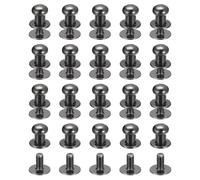 sourcing map 6mm Ball Head Stud Rivets Screw Back, 50Pack Round Head Button Nipple Rivet for DIY Leather Craft Handbag Belt, Metallic Black