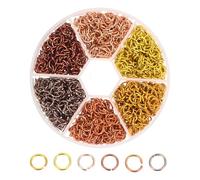 sourcing map 6mm Open Jump Rings Aluminum Round Ring Connectors for Jewelry Making Tools Supplies Jewelry, Gold, Dark Gold, Light Gold, Orange, Brown, Light Brown