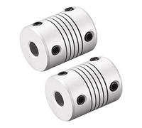 sourcing map 6mm to 10mm Aluminum Alloy Shaft Coupling Flexible Coupler Motor Connector Joint L25xD19 Silver,2pcs