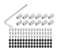sourcing map 6mm to 6mm Bore Rigid Coupling 25mm Length 14mm Dia Aluminum Alloy Shaft Coupler Connector for 3D Printers DIY Car Boat Silver 12pcs, with 12pcs Coupling,1pcs Wrench,96pcs Screws