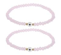 sourcing map 6mm Turkish Evil Eye Bracelets, 2 Pcs Good Luck Protection Crystal Bead Stretch Bracelets Charm for Women Men Stackable Blessing Jewelry (Pink)
