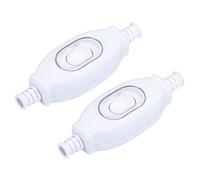 sourcing map 6mm Waterproof Appliance Switch, AC 250V 3A ON/OFF Inline Cord Rocker Switches IP65 for Lamp White, CE Certification, Pack of 2