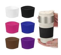 sourcing map 6Pack Coffee Cup Sleeves, Reusable Silicone Heat Resistant Cup Protective Sleeve Nonslip Mug Protector Cover for Home Travel Coffee Mug Glasses Water Bottle Boots, Multicolor