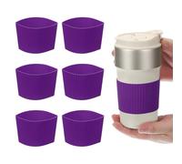 sourcing map 6Pack Coffee Cup Sleeves, Reusable Silicone Heat Resistant Cup Protective Sleeve Nonslip Mug Protector Cover for Home Travel Coffee Mug Glasses Water Bottle Boots, Purple