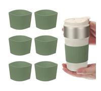 sourcing map 6Pack Coffee Cup Sleeves, Reusable Silicone Heat Resistant Cup Protective Sleeve Nonslip Mug Protector Cover for Home Travel Coffee Mug Glasses Water Bottle Boots, Avocado Green