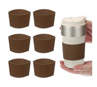 sourcing map 6Pack Coffee Cup Sleeves, Reusable Silicone Heat Resistant Cup Protective Sleeve Nonslip Mug Protector Cover for Home Travel Coffee Mug Glasses Water Bottle Boots, Coffee