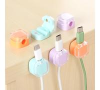 sourcing map 6Pack Cord Organizer Holder, Magnetic Cable Clips Adhesive Desk Cable Management Rectangle Wire Organizer for Home Office Wall Desk Nightstand, Clear/Orange, Purple, Green