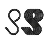 Sourcing Map 6pc S Hooks, 2.4" Plastic Hanging S Shaped Hooks for Hanging Kitchen Utensils, Cups, Plants, Jewelry, Jeans, Clothes, Towels, Tools, Black