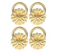 sourcing map 6Pcs 1.19 Inch Brass Drawer Pulls and Knobs, Vintage Ring Drawer Pulls with U-pins Flower Shape for Cabinet Dresser Closet Cupboard, Gold Tone