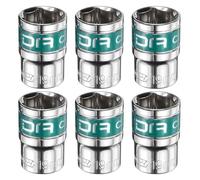 sourcing map 6pcs 1/2" Drive 6 Points Socket 19mm Metric Shallow Impact Socket CR-V Steel Flip Socket Spindle Axle Nut Impact Socket for Home Auto Hex Nuts Bolts Repair, Silver Green