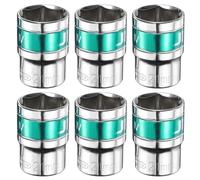 sourcing map 6pcs 1/2" Drive 6 Points Socket 21mm Metric Shallow Impact Socket CR-V Steel Flip Socket Spindle Axle Nut Impact Socket for Home Auto Hex Nuts Bolts Repair, Silver Green