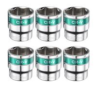 sourcing map 6pcs 1/2" Drive 6 Points Socket 32mm Metric Shallow Impact Socket CR-V Steel Flip Socket Spindle Axle Nut Impact Socket for Home Auto Hex Nuts Bolts Repair, Silver Green