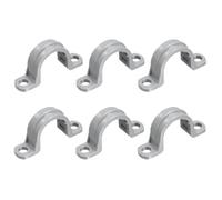 sourcing map 6Pcs 1/2 Inch PVC Pipe Straps, 2 Hole Conduit Pipe Clamps Supports, Mounting Bracket Clips for Cables and Tube Fittings, Gray