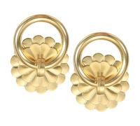 sourcing map 6Pcs 1.20 Inch Brass Drawer Pulls and Knobs, Vintage Ring Drawer Pulls with U-pins Flower Shape for Cabinet Dresser Closet Cupboard, Gold Tone