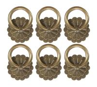 sourcing map 6Pcs 1.24 Inch Brass Drawer Pulls and Knobs, Vintage Ring Drawer Pulls with U-pins Flower Shape for Cabinet Dresser Closet Cupboard, Gold Tone