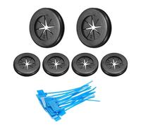 sourcing map 6Pcs 1"(25mm) ID, 1-3/16" (30mm) Drill Hole, Double Sided Grommets Round Firewall Hole Plug with Marker Cable Ties for Home Office Cable Wire Protection, Black