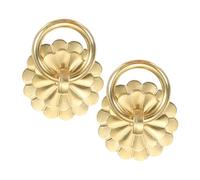 sourcing map 6Pcs 1.30 Inch Brass Drawer Pulls and Knobs, Vintage Ring Drawer Pulls with U-pins Flower Shape for Cabinet Dresser Closet Cupboard, Gold Tone