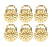 sourcing map 6Pcs 1.32 Inch Brass Drawer Pulls and Knobs, Vintage Ring Drawer Pulls with U-pins Flower Shape for Cabinet Dresser Closet Cupboard, Gold Tone